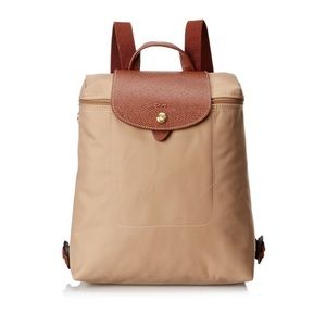 New Longchamp Original Le Pliage Mini Backpack Nylon Beige Gold Sac a Dos